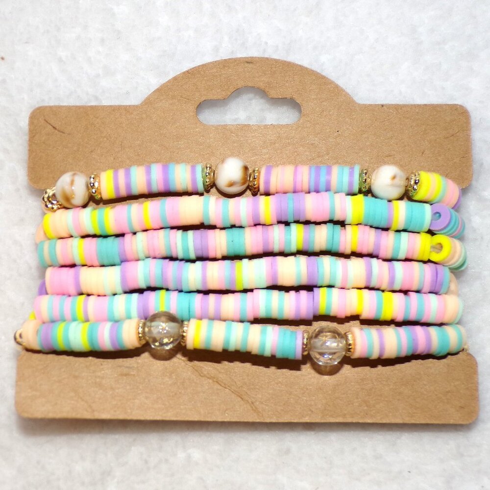 Easter Stretch Bracelet 6PC Set Rabbit Egg Charms - Picture 2 of 4